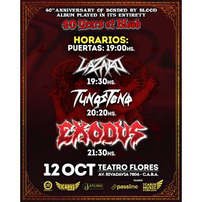 HORARIOS EXODUS en Argentina | 12 OCT | Teatro Flores