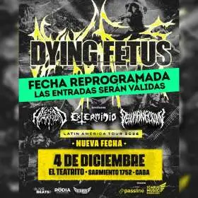 Dying Fetus en Argentina 2026: Nueva Fecha 4 de Diciembre